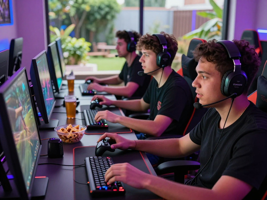 rokok88 gaming enthusiasts strategizing during multiplayer session