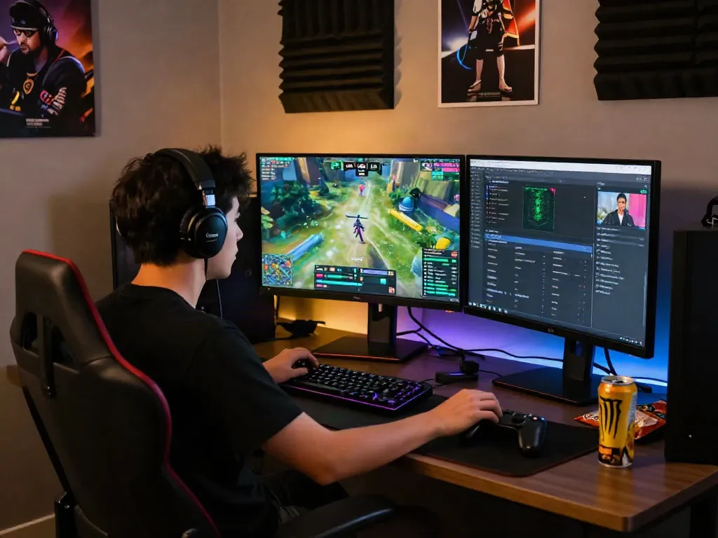 Intense live gaming session at https://rokok88.net with streamer deeply engaged in gameplay.