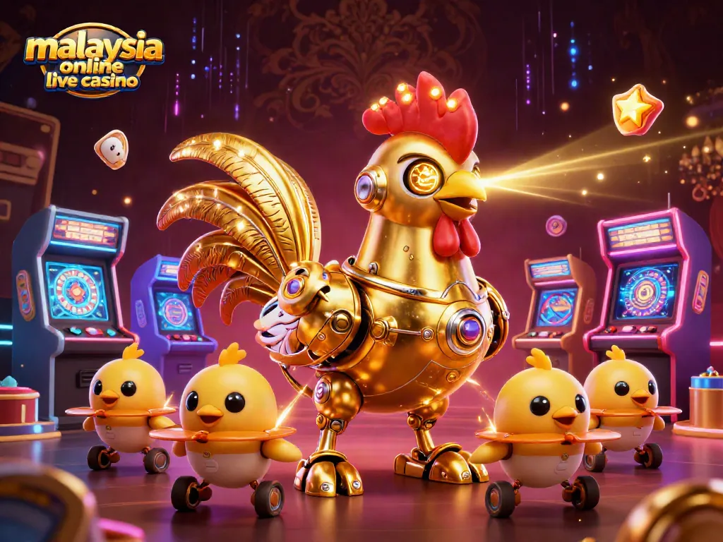 Engage in the excitement of malaysia online live casino with vibrant robots and game elements.