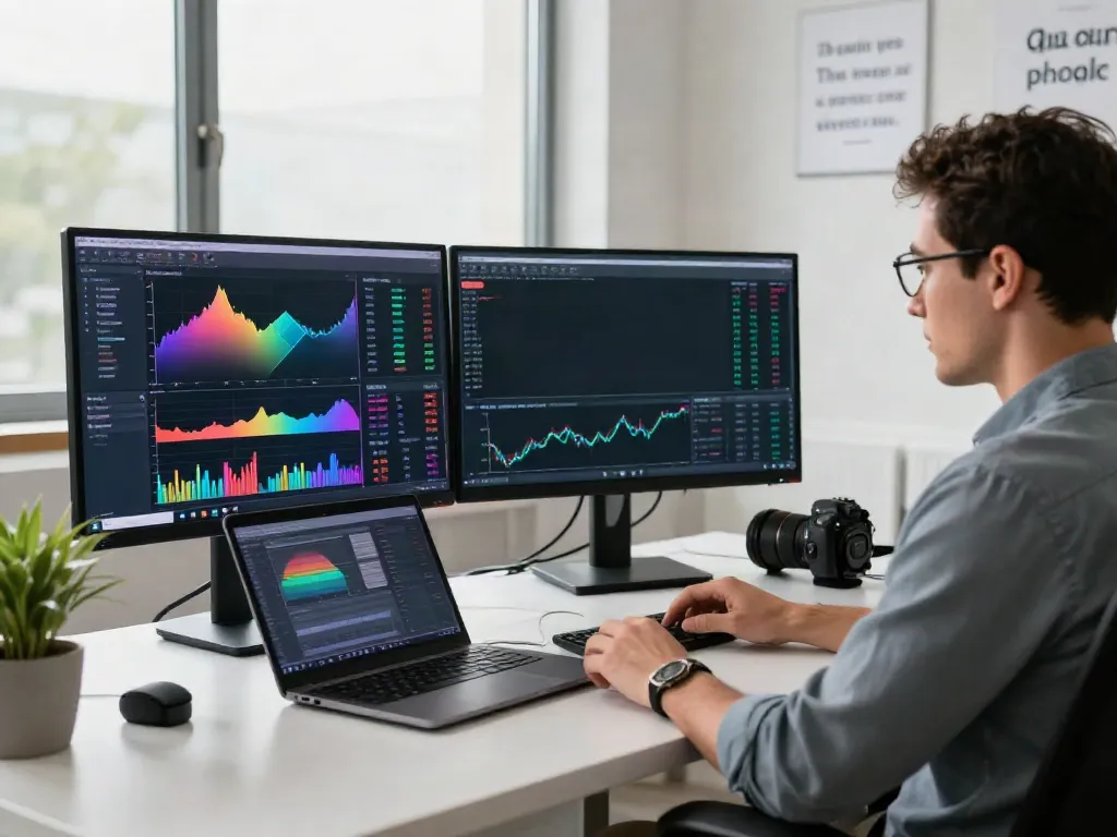 TradingView trading workspace with dual monitors showing stock charts and alerts.
