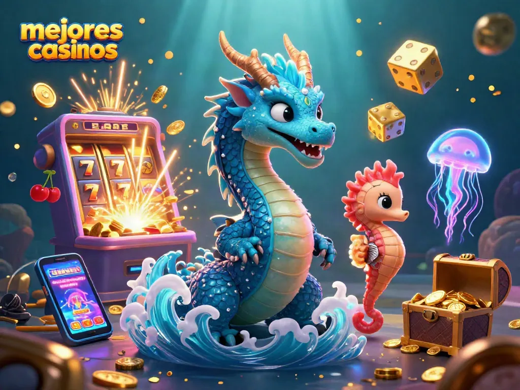 Disfruta los mejores casinos mientras giras la máquina tragamonedas con el dragón de agua.
