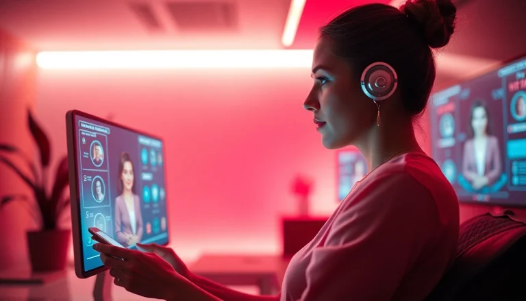 Engaging interaction in AI sex chat showcasing advanced technology and intimate interfaces.